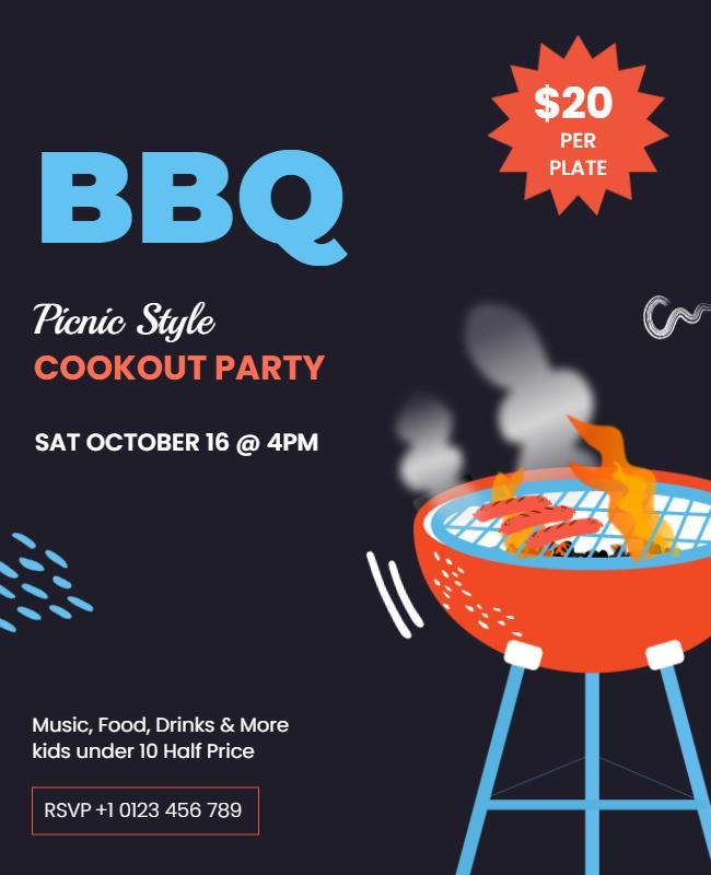 Outdoor Bbq Cookout Party Flyer Template