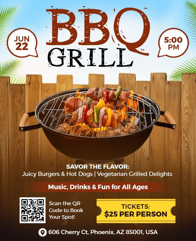 Outdoor BBQ Grill Celebration Flyer Template