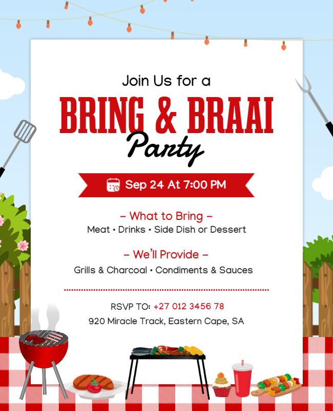 Outdoor Bring and Braai Party Flyer Template