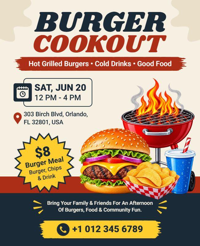 Outdoor Burger Cookout Event Flyer Template