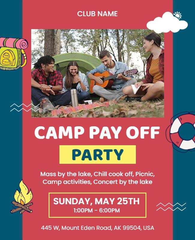 Outdoor Camp Pay Off Party Event Flyer Template