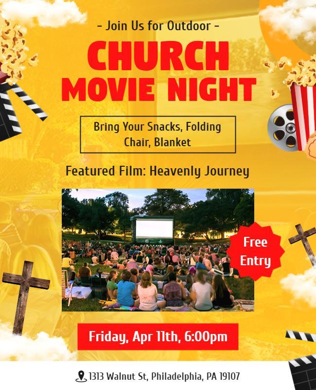 Outdoor Church Movie Night Flyer Template