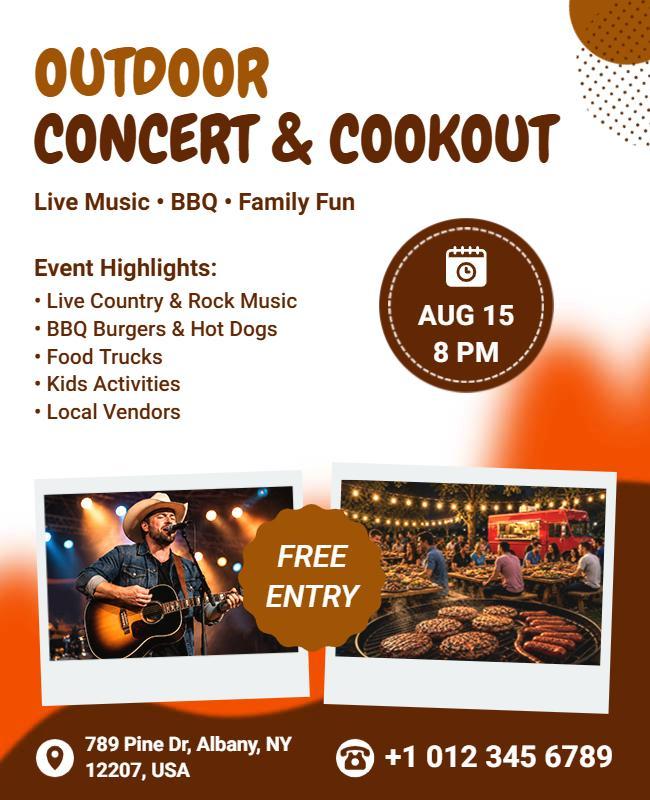 Outdoor Concert and Cookout Event Flyer Template
