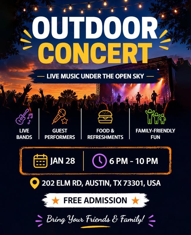 Outdoor Concert Live Music Event Flyer Template