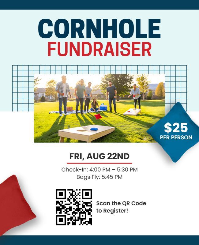 Outdoor Cornhole Fundraiser Event Flyer Template