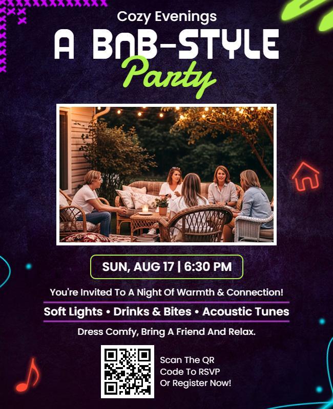 Outdoor Cozy Bnb-Style Party Flyer Template