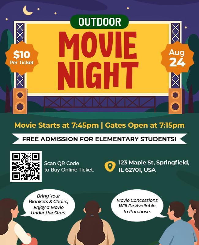 Outdoor Family Movie Night Event Flyer Template