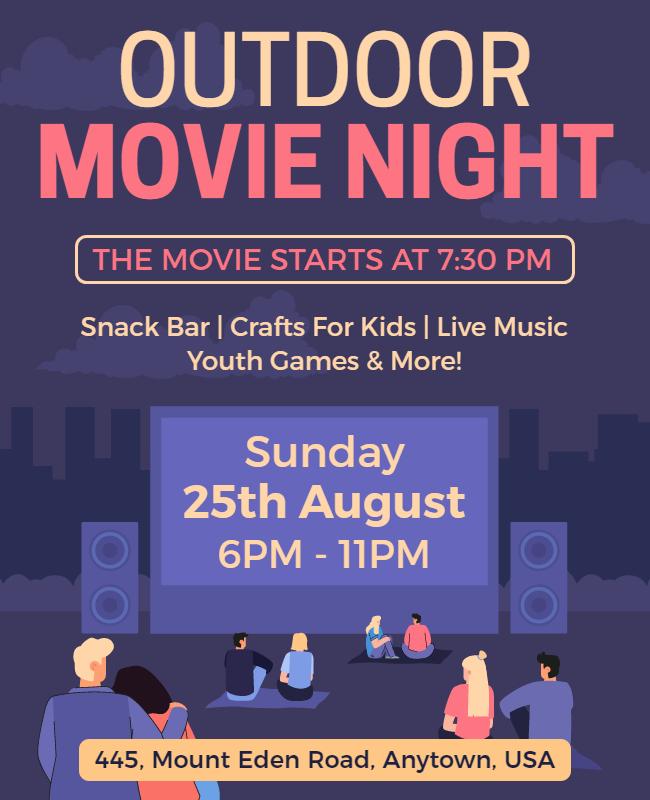 Outdoor Family Movie Night Flyer Template