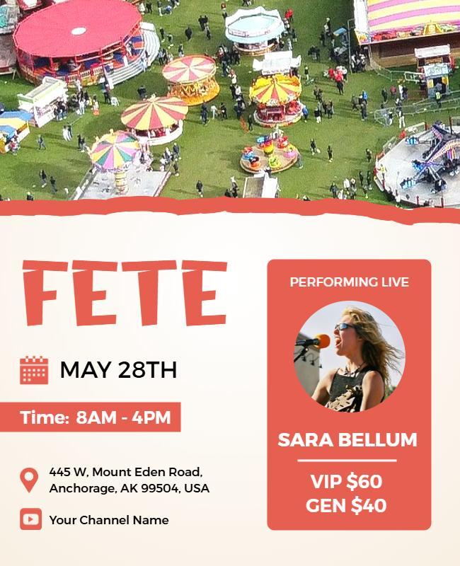 Outdoor Fete Festival Live Music Event Flyer Template