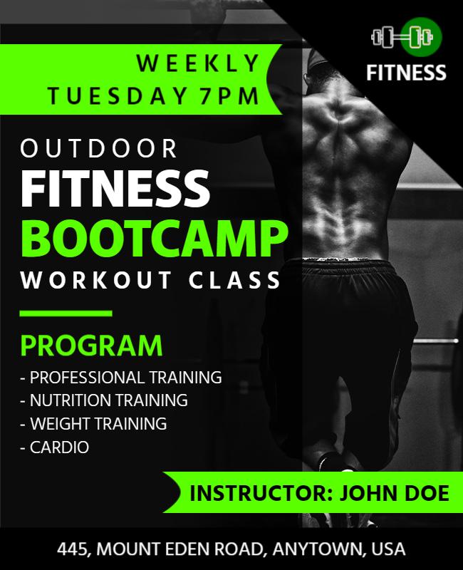 Outdoor Fitness Bootcamp Workout Class Flyer Template