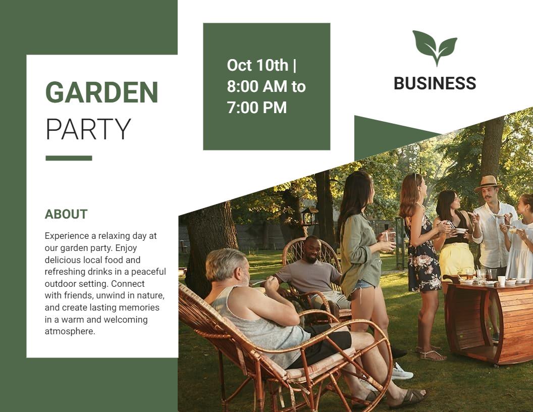 Outdoor Garden Party Family Fun Activities Brochure Template
