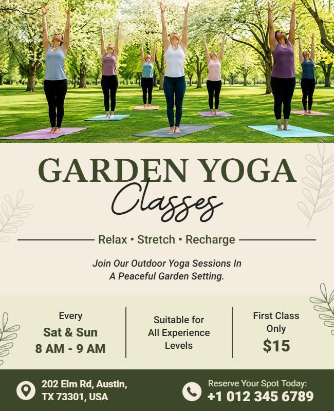 Outdoor Garden Yoga Classes Flyer Template