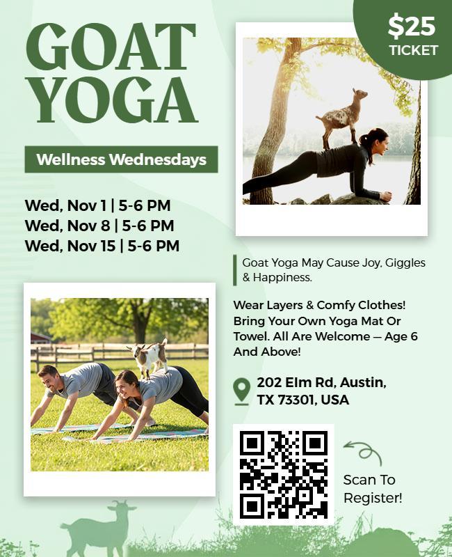 Outdoor Goat Yoga Event Promotion Flyer Template