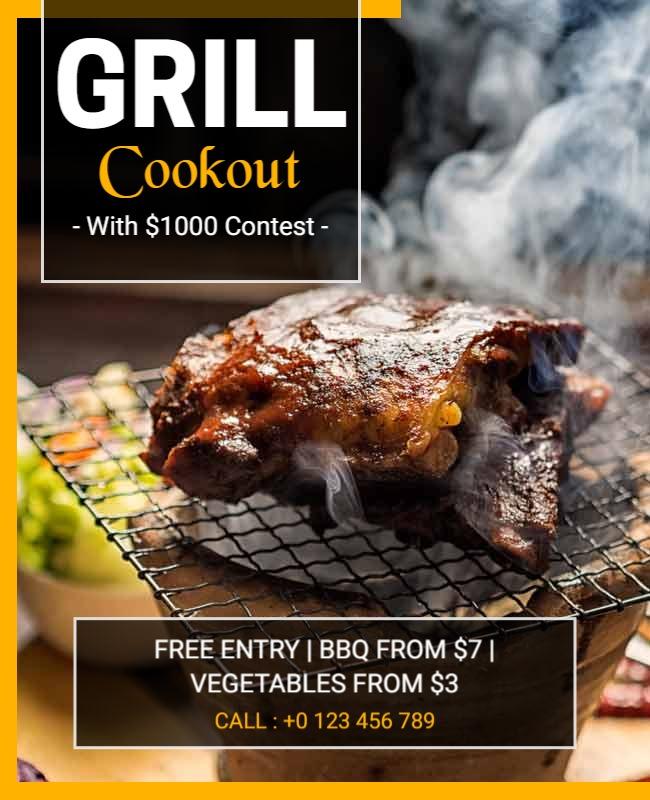 Outdoor Grill Cookout Contest Flyer Template