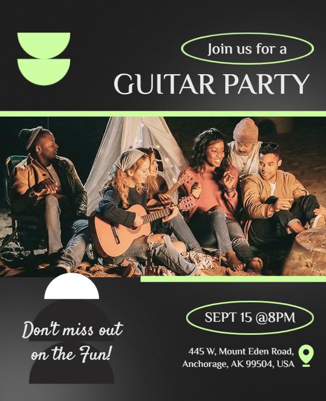 Outdoor Guitar Party Evening Gathering Flyer Template