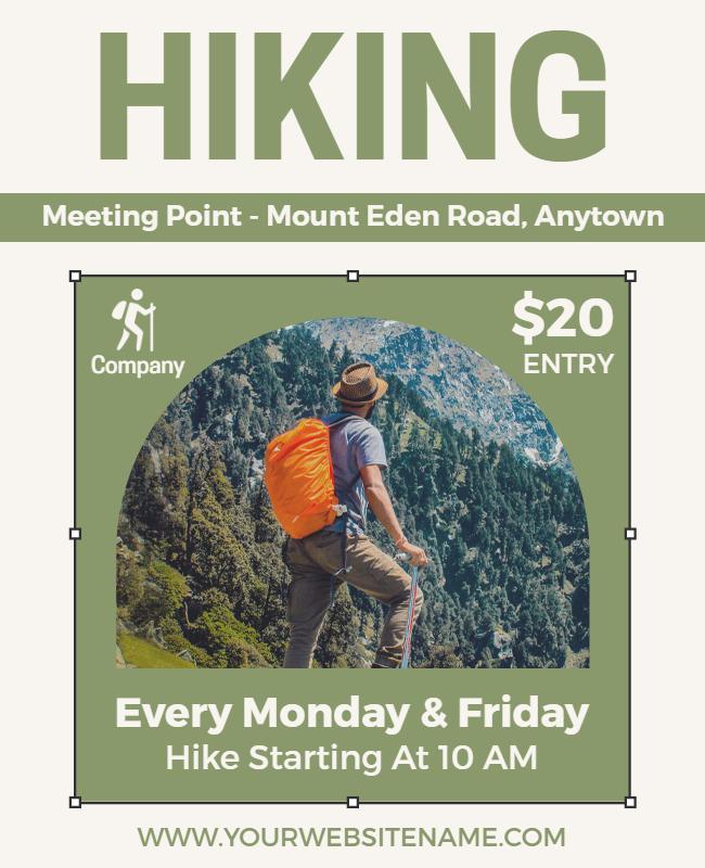 Nature-Inspired Green Hiking Adventure Flyer Template