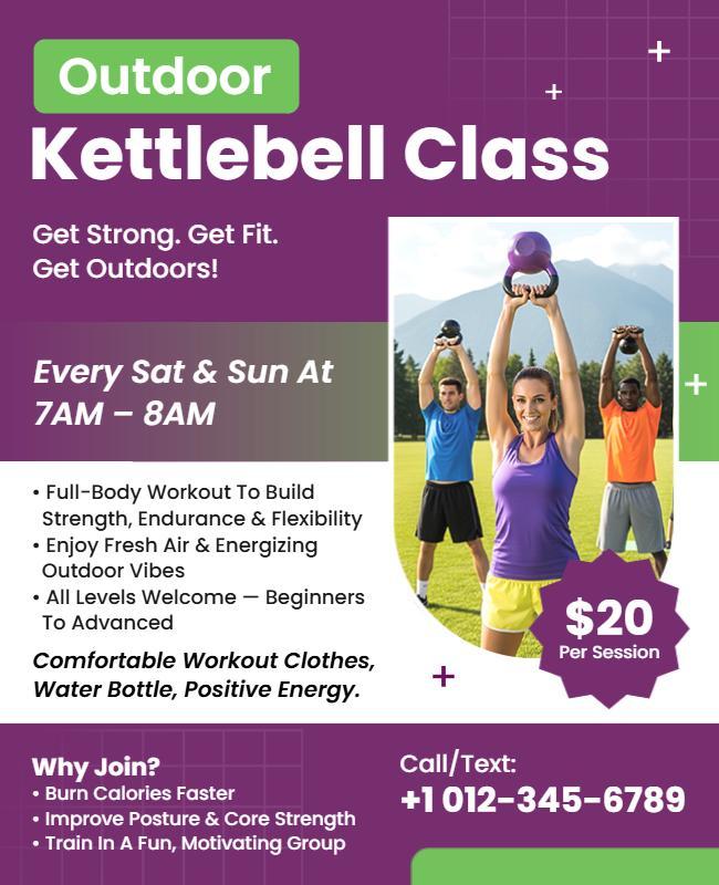 Outdoor Kettlebell Fitness Class Flyer Template