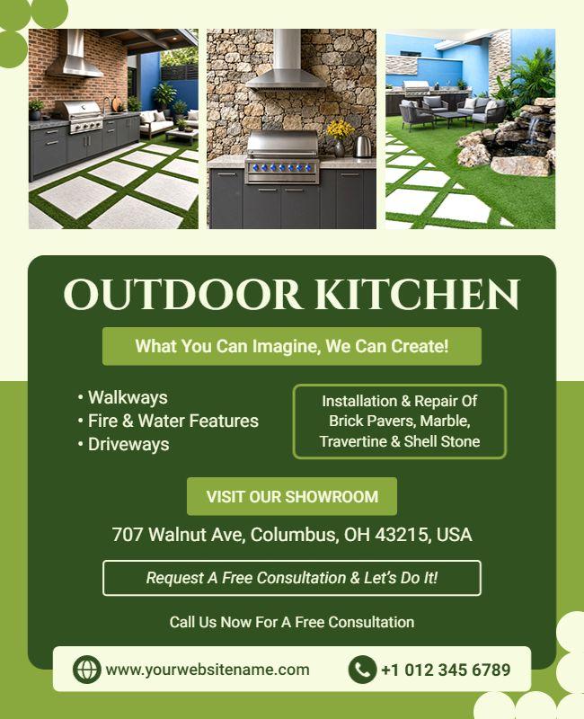 Outdoor Kitchen Design Services Promotional Flyer Template