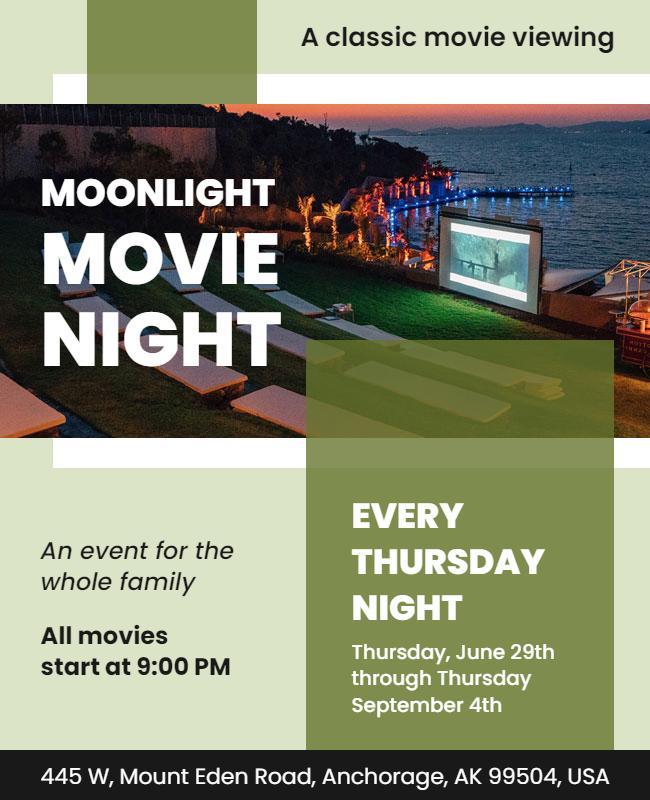 Outdoor Moonlight Movie Night Flyer Template