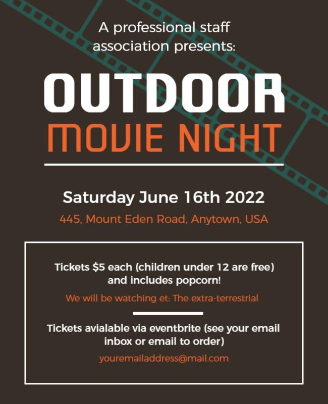 Outdoor Movie Night with Orange Highlights Community Flyer Template