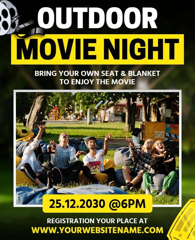 Outdoor Fun Movie Night with Friends and Blankets Flyer Template