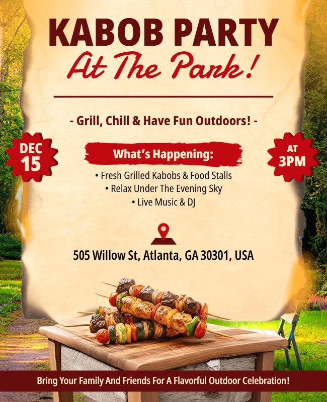 Outdoor Park Kabob Party Celebration Flyer Template