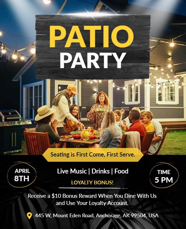 Outdoor Patio Party with Music and Food Flyer Template