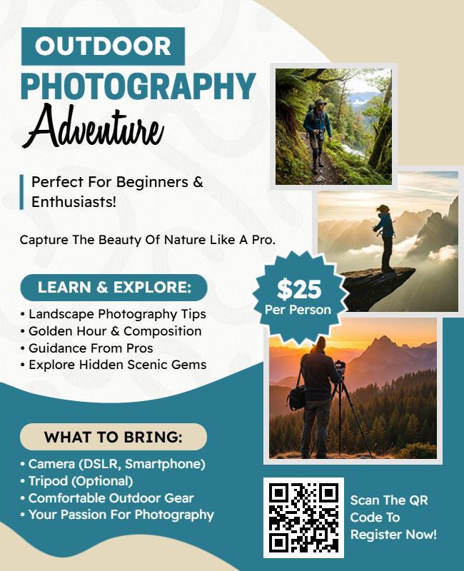 Outdoor Photography Adventure Workshop Flyer Template