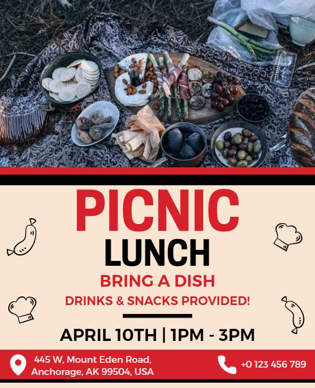 Outdoor Picnic Lunch Gathering Flyer Template