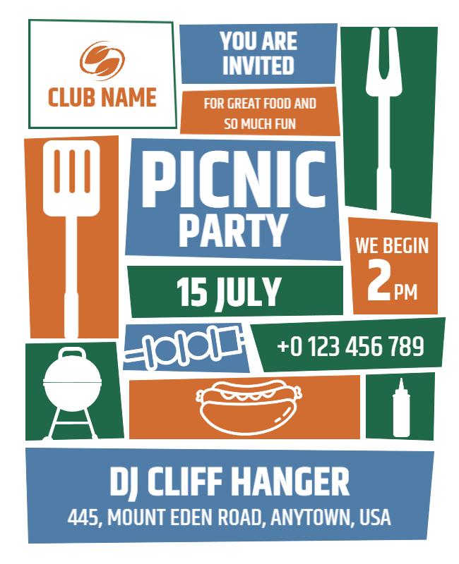 Outdoor Picnic Party Invitation Flyer Template