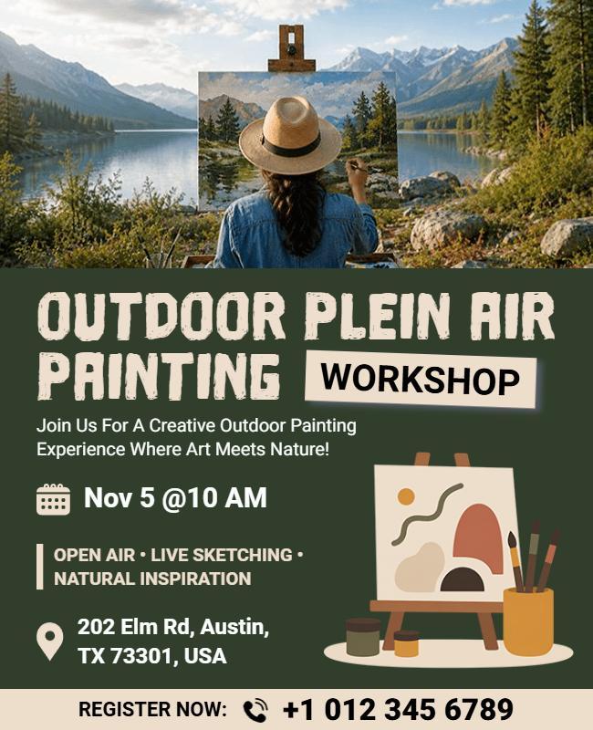 Outdoor Plein Air Painting Workshop Flyer Template