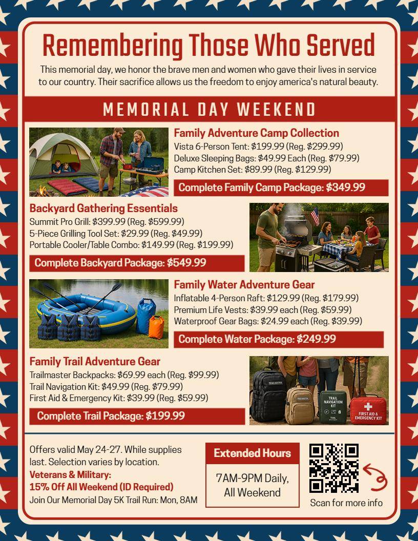 Outdoor Recreation Memorial Day Flyer Template
