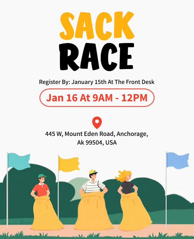 Outdoor Sack Race Event Flyer Template