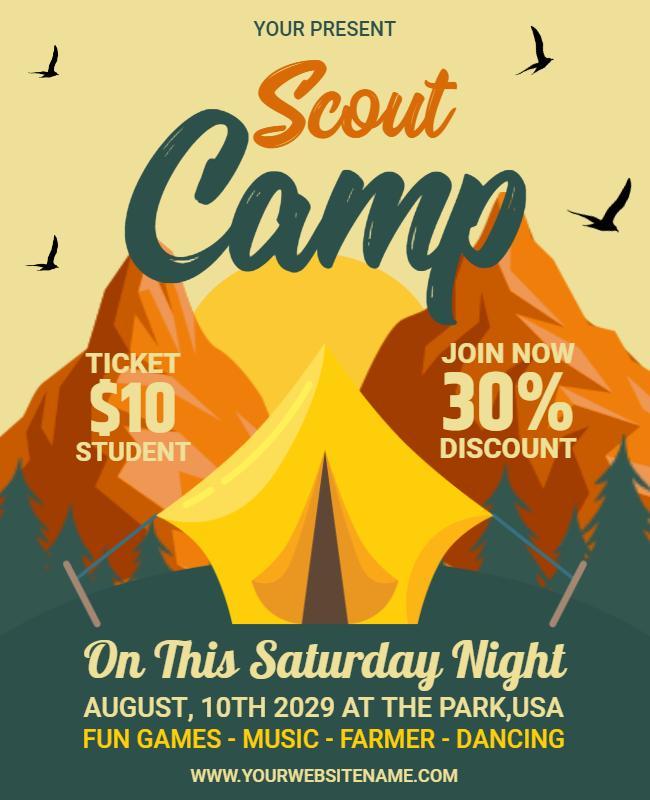 Outdoor Scout Camp Event Flyer Template