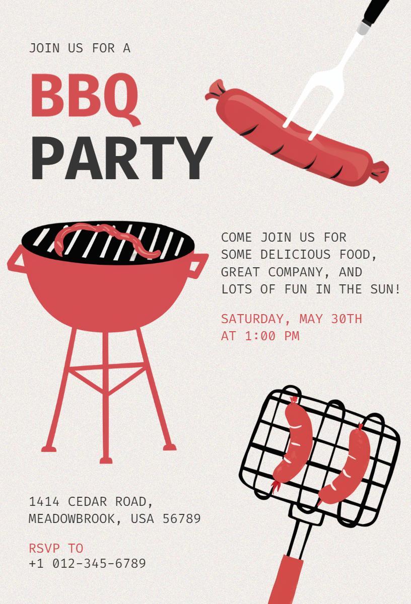 Outdoor Summer BBQ Food Fest Celebration Invitation Template