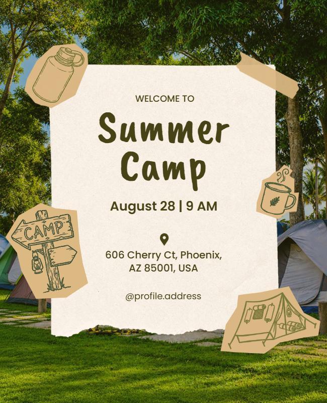 Outdoor Summer Camp Announcement Poster Template