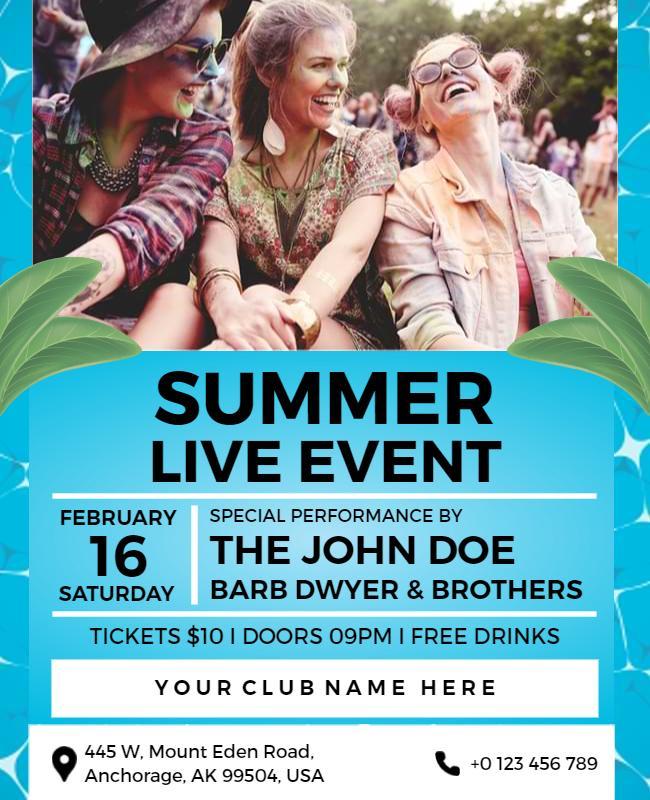 Outdoor Summer Live Music Event Flyer Template