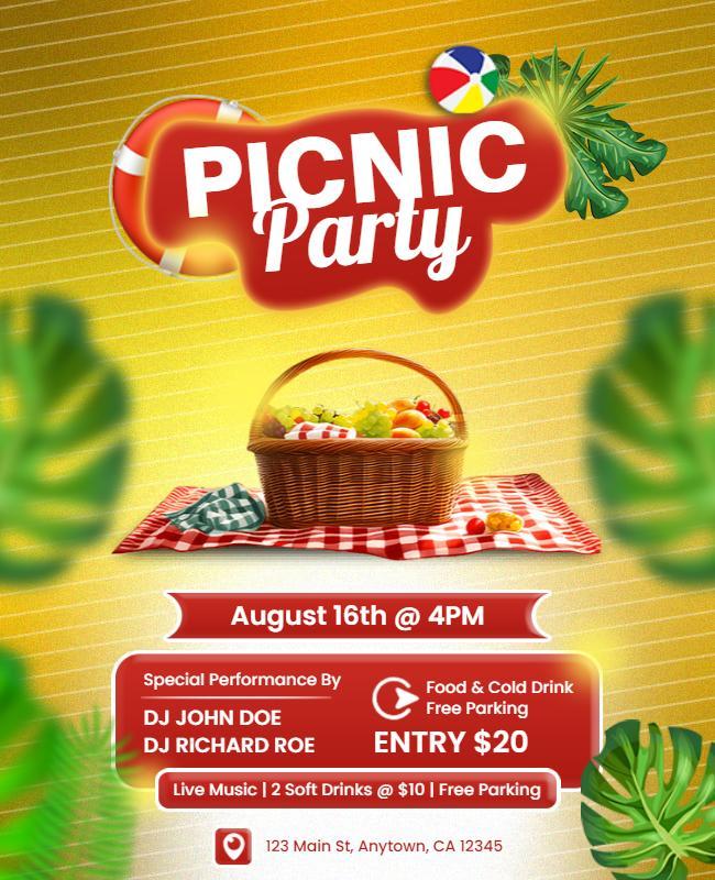 Outdoor Summer Picnic Party Flyer Template