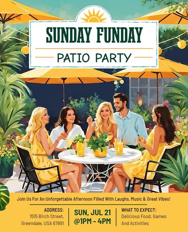 Outdoor Sunday Patio Party Gathering Flyer Template