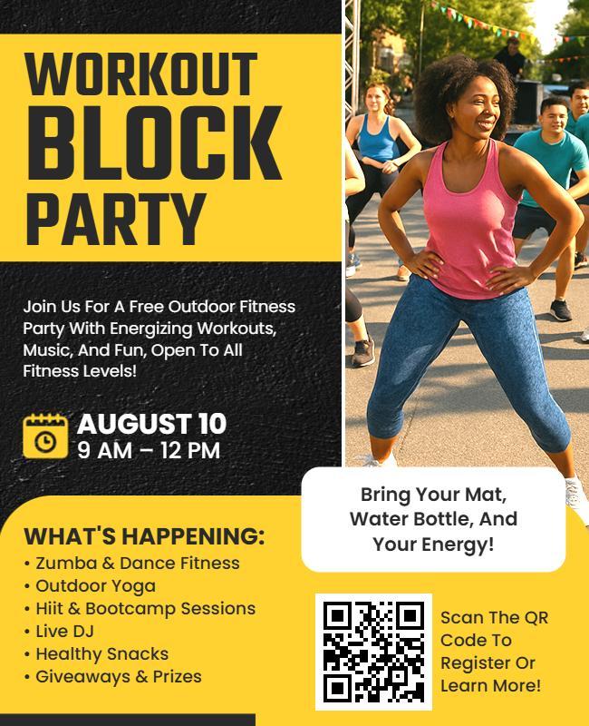 Outdoor Workout Block Party Flyer Template