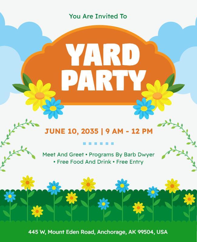 Outdoor Yard Party Invitation Flyer Template