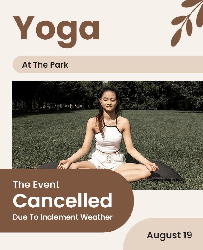 Outdoor Yoga Session Cancellation Announcement Flyer Template