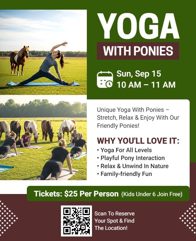 Outdoor Yoga with Ponies Experience Flyer Template