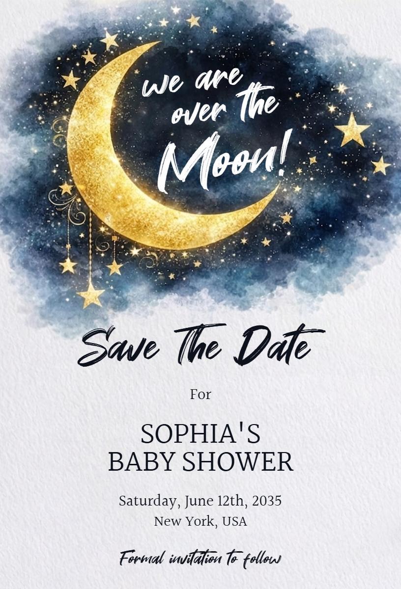 Over the Moon Magical Baby Shower Celebration Invitation Template