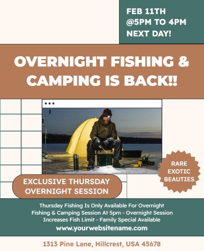 Overnight Fishing and Camping Event Flyer Template