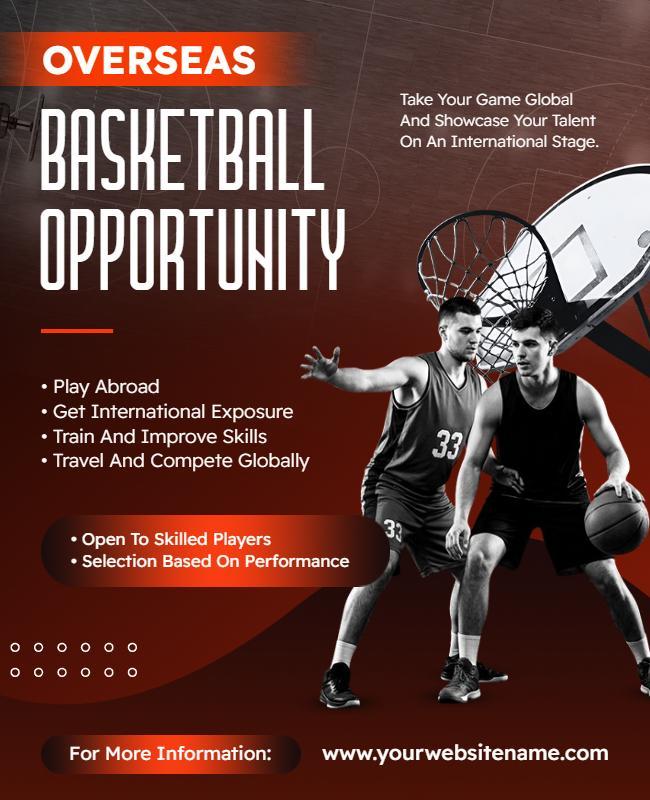 Overseas Basketball Opportunity Flyer Template