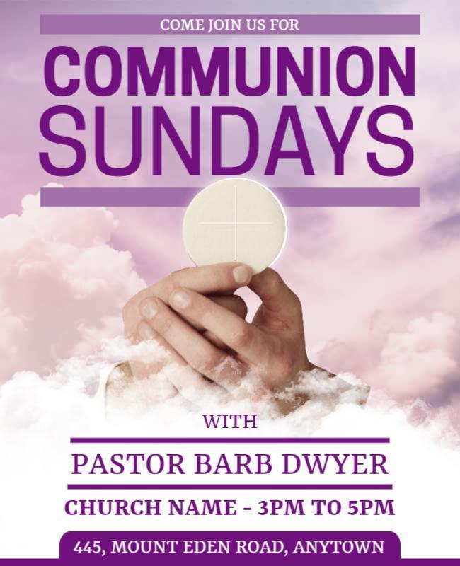 Oyster Pink and Purple Church Flyers Template