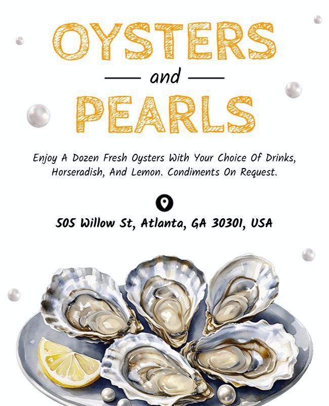 Oysters and Pearls Culinary Event Flyer Template