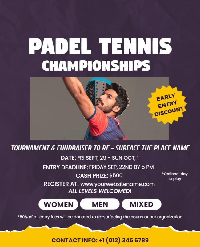 Padel Tennis Championships Fundraiser Flyer Template