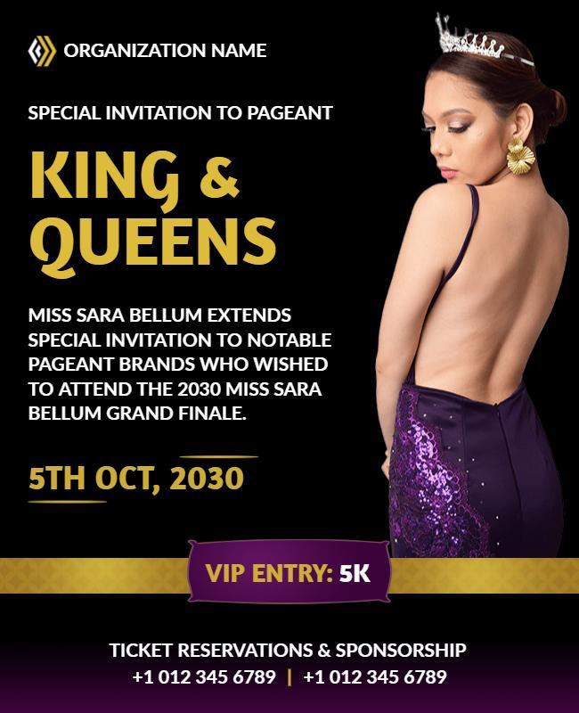 Pageant King and Queens Invitation Flyer Template